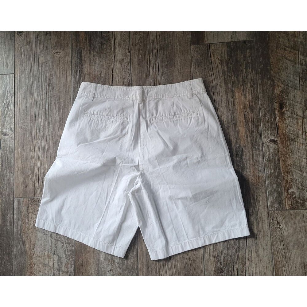 J.Crew Pleated Button-Front Chino Shorts Size 8 White 9" Inseam High Rise Preppy - Picture 4 of 7